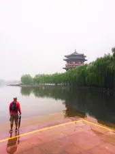 Rob Taylor at reflecting pond at Tang Paradise Xian Imperial Garden