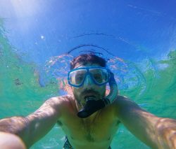Chris Taylor snorkeling in Cabo