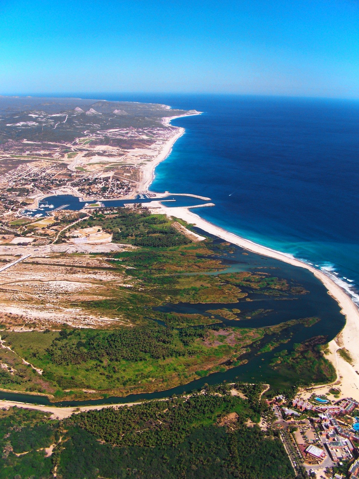 Estuary and East Cape Beach San Jose del Cabo from the air