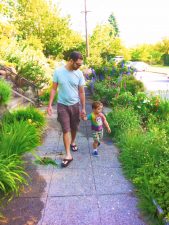 Chris Taylor and LittleMan walking on Capitol Hill 1