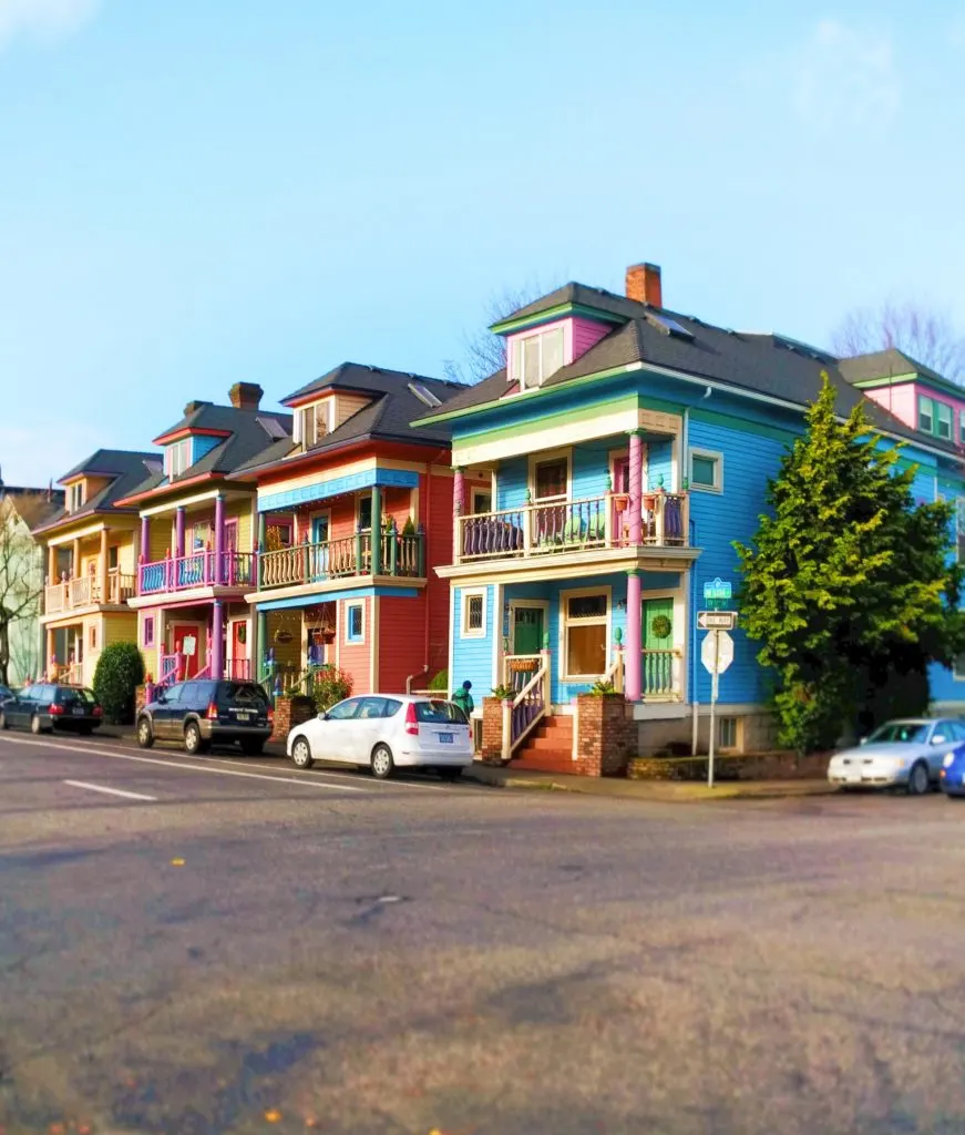 Colorful row houses in Northwest Portland 1