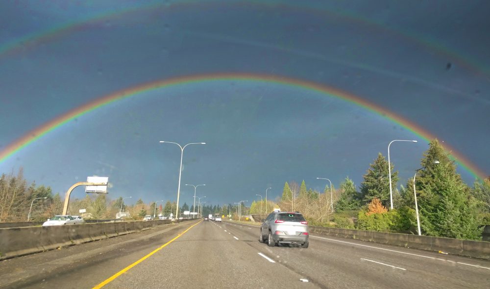 Double rainbow over I5 Portland 1