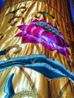 Golden Lotus tapestries in Hegashi Dagoba Famen Temple 1