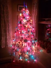 Fully Decorated white fake Christmas Tree