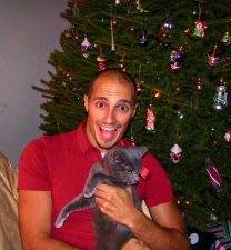 Rob Taylor and Cat with Christmas Tree 2006