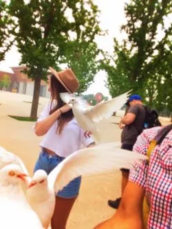 Sarah Richard and Doves at Famen Temple Baoji China 1