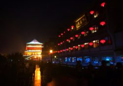 Bell Tower at Muslim Quarter in Xian at night 3