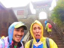 Rob Taylor and Friends entering Buddhist temple at Taibai Mountain National Park 1
