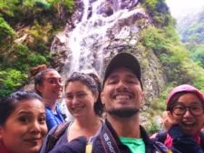 Rob Taylor and Friends with Waterfall at Taibai Mountain National Park 1
