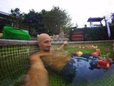 Rob Taylor in apple bath at Taibai Mountain Hot Springs Resort Baoji 1