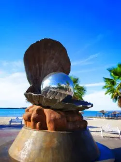 Shiny pearl statue La Paz Mexico