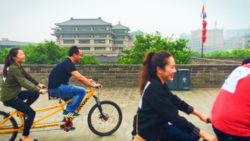 Tourists biking on top of Xian City Wall 1