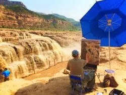 Artist Painting at Hukou Falls Shaanxi Province 2