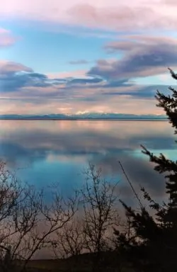 Colorful sky and Mt Baker at Dungeness Spit National Wildlife Refuge Sequim 1