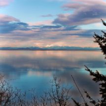 Colorful sky and Mt Baker at Dungeness Spit National Wildlife Refuge Sequim 1