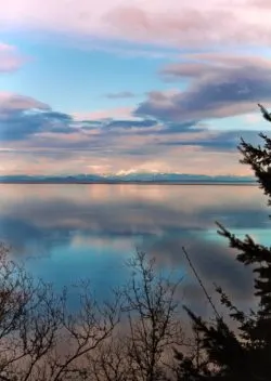 Colorful sky and Mt Baker at Dungeness Spit National Wildlife Refuge Sequim 1