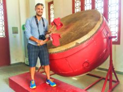 Rob Taylor and Drumtower Drum at Baota Pagoda Yanan Shaanxi 1