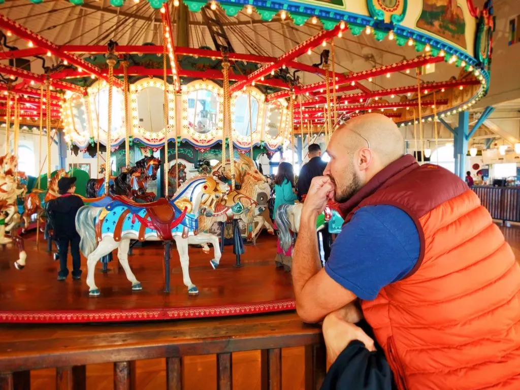 Rob Taylor with Carousel Horses at Santa Monicas ferris of wheel 2