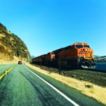 BNSF Train along Highway 14 Columbia River Gorge 1
