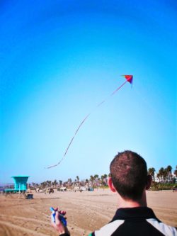 Taylor Family flying kites at Huntington Beach 2