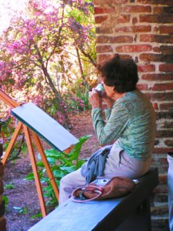 Woman painting at Mission San Juan Capistrano 1