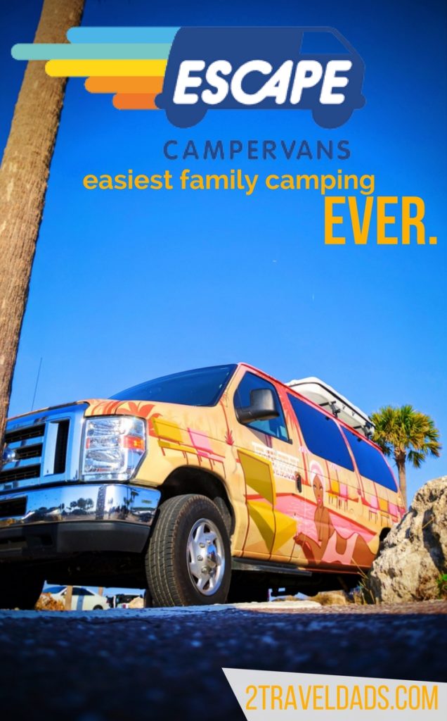 An Escape Campervan was the most fun, easiest way we could've gone camping across the country. Fully equipped with stove, beds, fridge and more. Family camping made easy. 2traveldads.com
