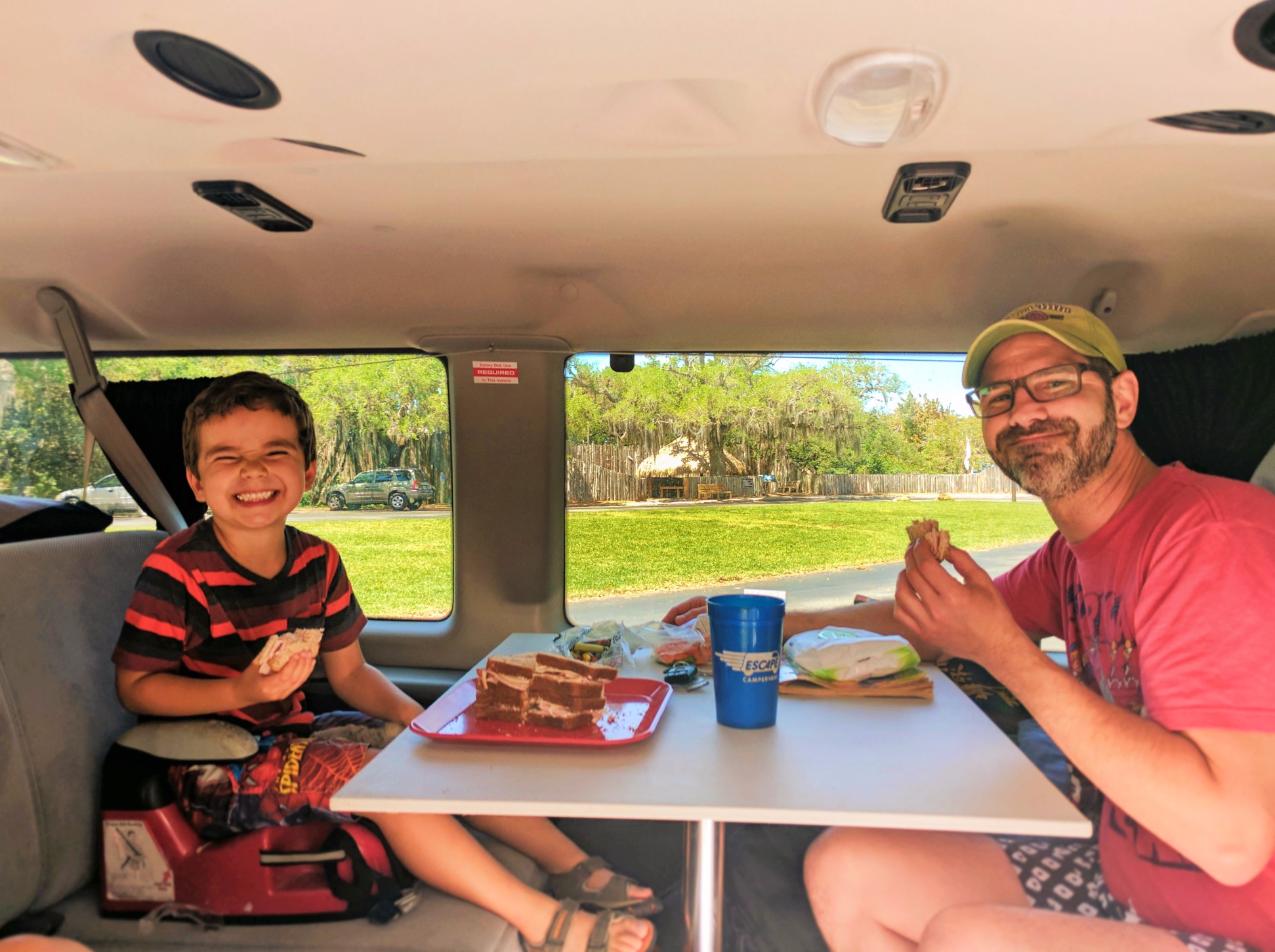 Taylor Family eating in Escape Campervan De Soto National Memorial Bradenton 1
