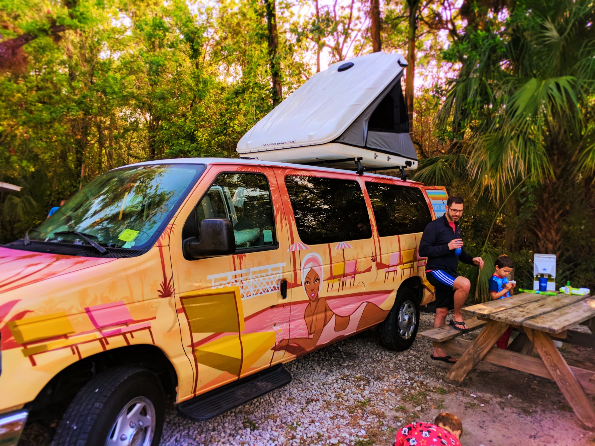 Taylor family and Escape Campervan at Collier Seminole State Park Naples 4