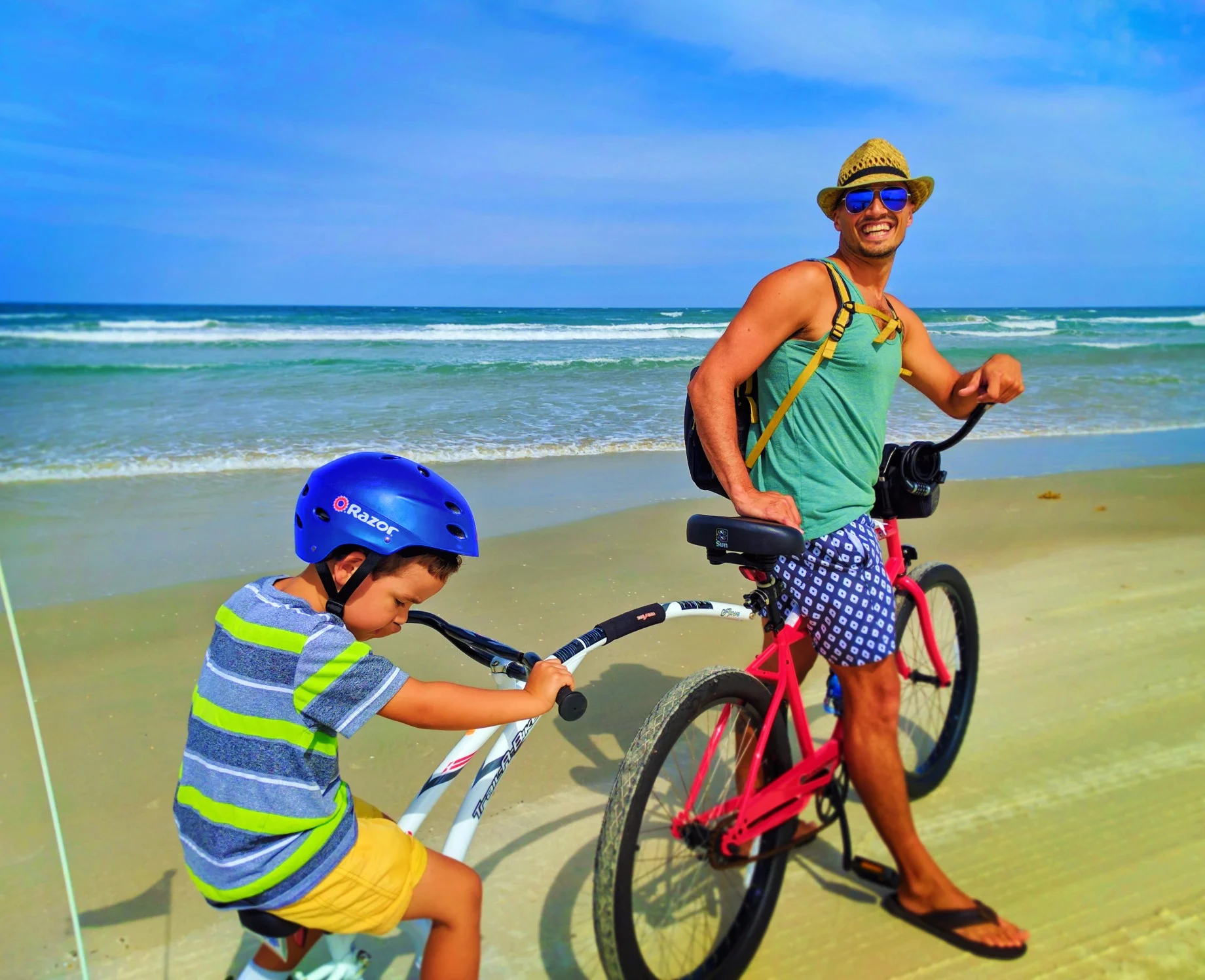 Taylor Family biking on Daytona Beach 1