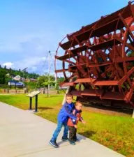 Taylor Family with Steamboat wheel at Waterfront Park Hood River 2