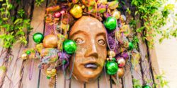 Decorated Mardi Gras mask at Carnival museum Mobile Alabama 1