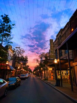 Historic District Dauphin St Downtown Mobile Alabama at sunset 1