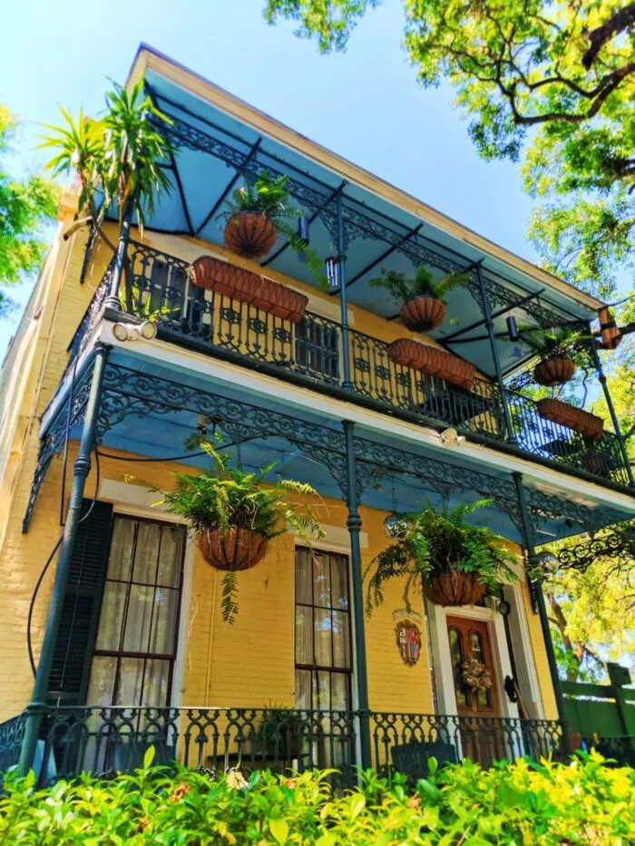 Historic Homes and Wrought iron balconies in Mobile Alabama historic district 1