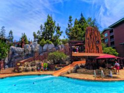 Taylor Family at waterslide pool at Disneys Grand Californian Hotel Disneyland 2