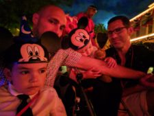Taylor Family waiting for the Main Street Electrical Parade Disneyland at night 1