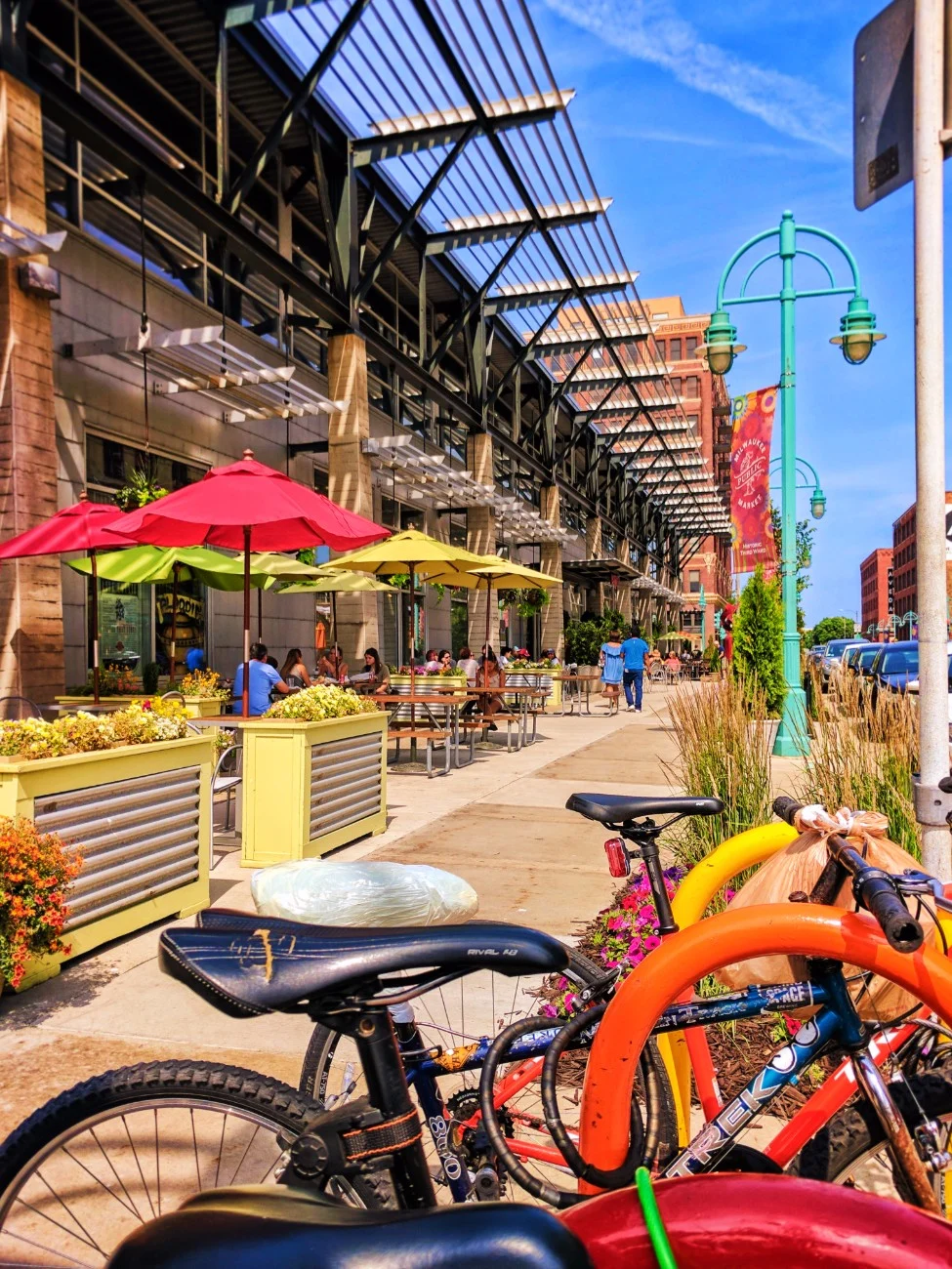 Colorful bicycles in Historic Third Ward Downtown Milwaukee 2