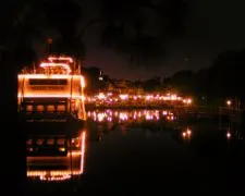 Mark Twain Riverboat at Night Frontierland Disneyland 1