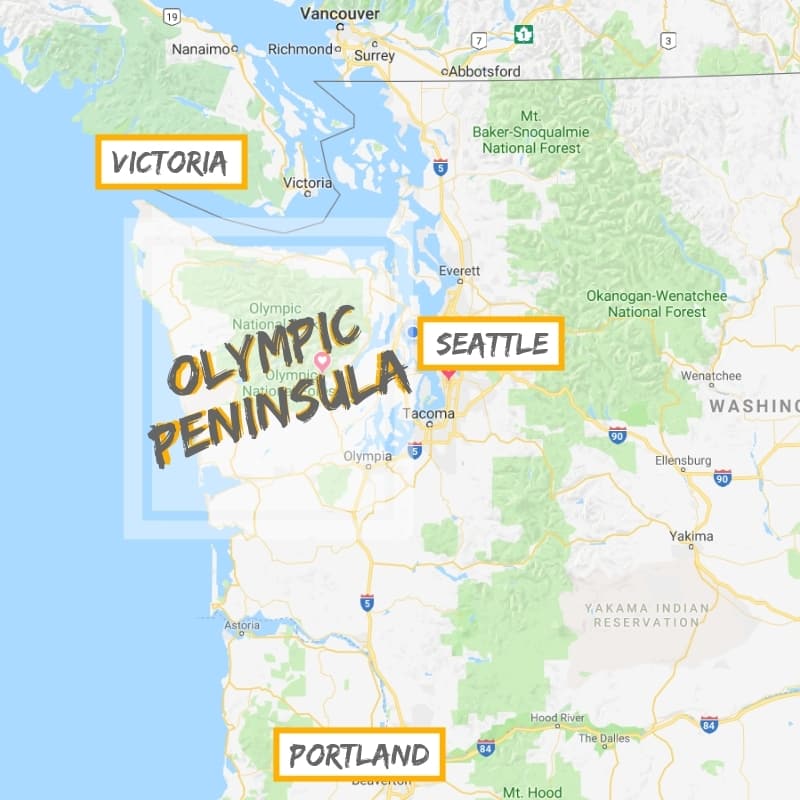 Olympic Peninsula map in relation to Seattle