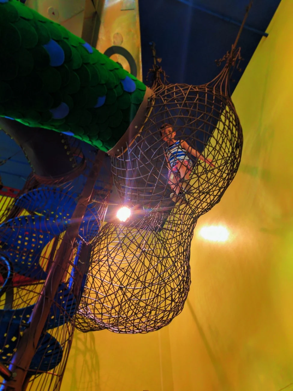 Taylor Family on spiderweb climber at Madison Childrens Museum 2