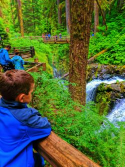 Taylor family at waterfalls in Rainforest Sol Duc Falls Olympic National Park 1