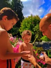 Taylor family using sunblock lotion 1
