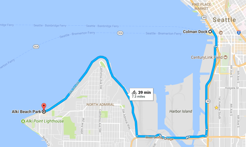 Colman Dock To Alki Beach Park Google Maps 