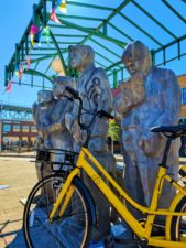 Ofo Bicycle at Waiting for the Interurban sculpture Fremont Seattle 2