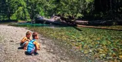 Taylor Family at Ohanapecosh River in Grove of the Patriarchs Mt Rainier National Park 3