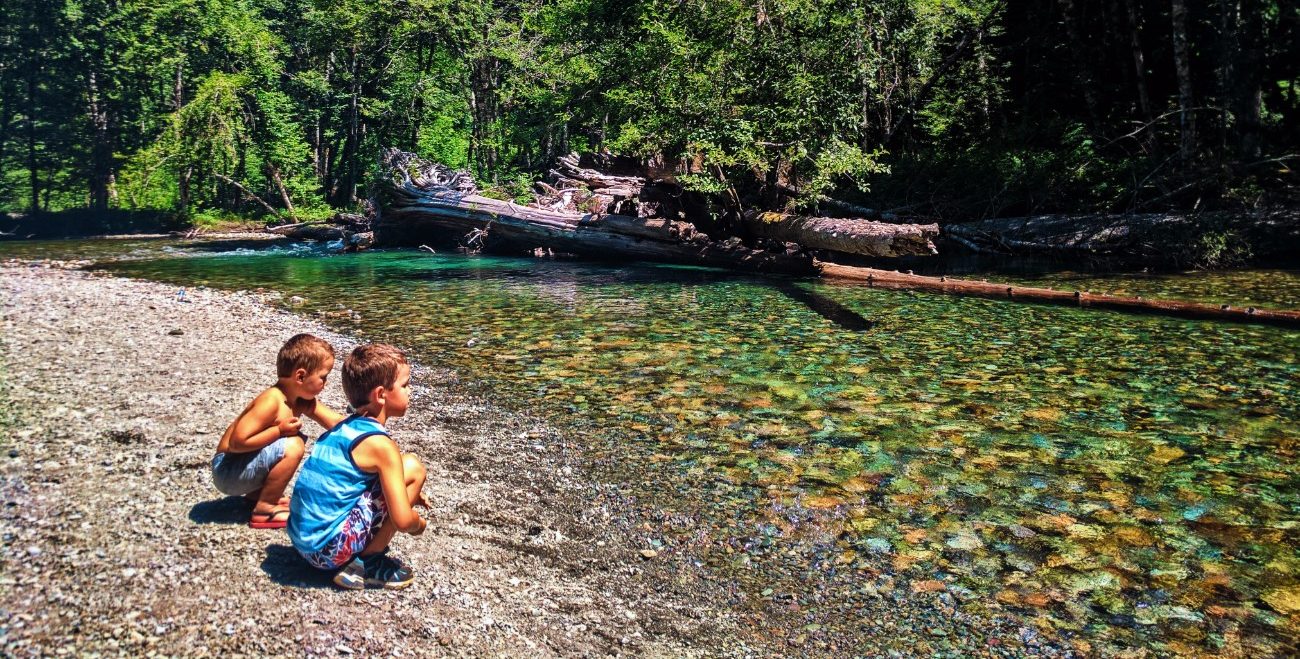Taylor Family at Ohanapecosh River in Grove of the Patriarchs Mt Rainier National Park 3