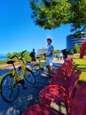 Taylor Family riding Ofo Bicycles at Olympic Sculpture Park Seattle 2