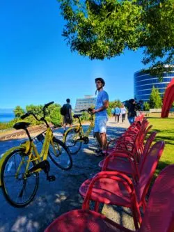 Taylor Family riding Ofo Bicycles at Olympic Sculpture Park Seattle 2