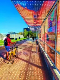 Taylor Family riding Ofo Bicycles at Olympic Sculpture Park Seattle 4