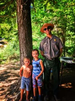 Taylor family with Park Ranger Grove of the Patriarchs Mt Rainier National Park 1