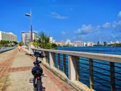 Biking across the Laguna Condado in San Juan Puerto Rico 1